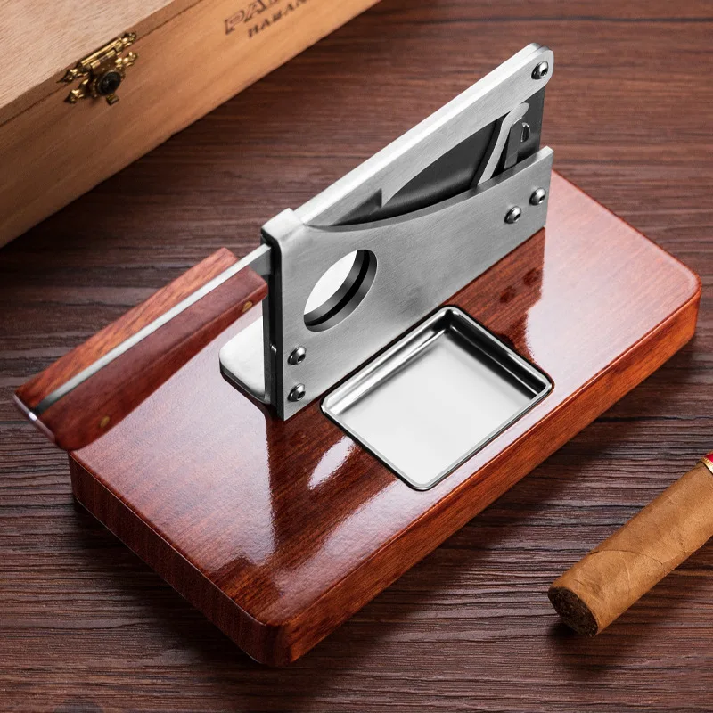 New 1pc Classic 25mm Cutter Diameter Cigar Cutter Wood+Stainless Steel Table Cigar Knife