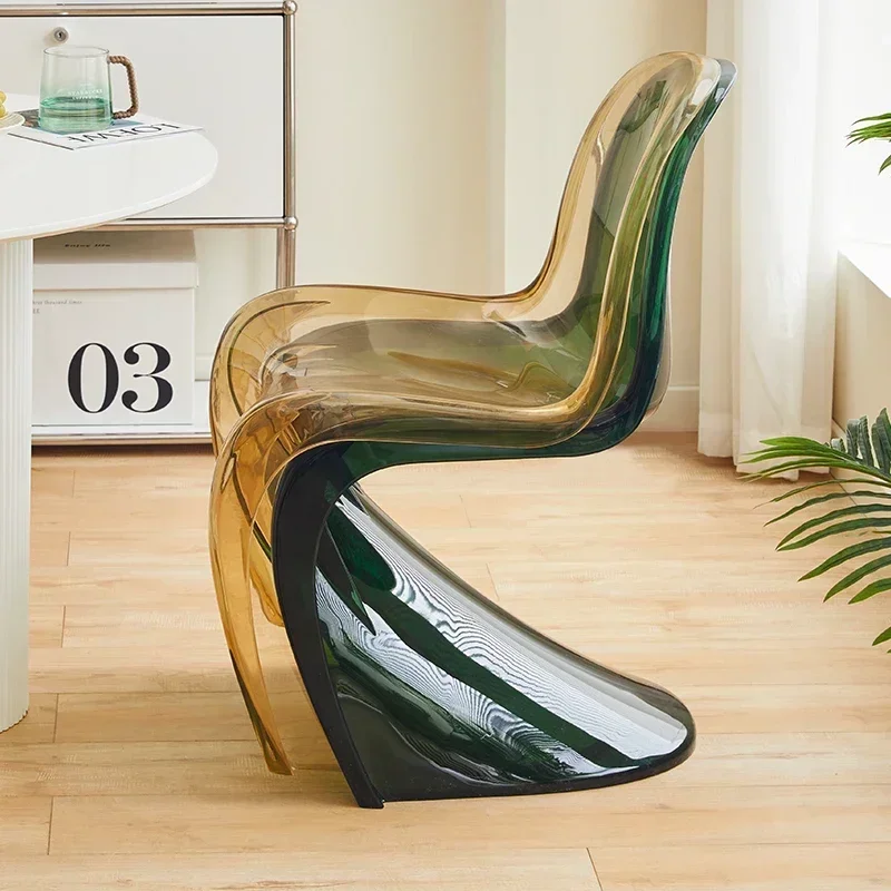 

Dining chair transparent plastic chair Nordic home simple modern back chair makeup stool