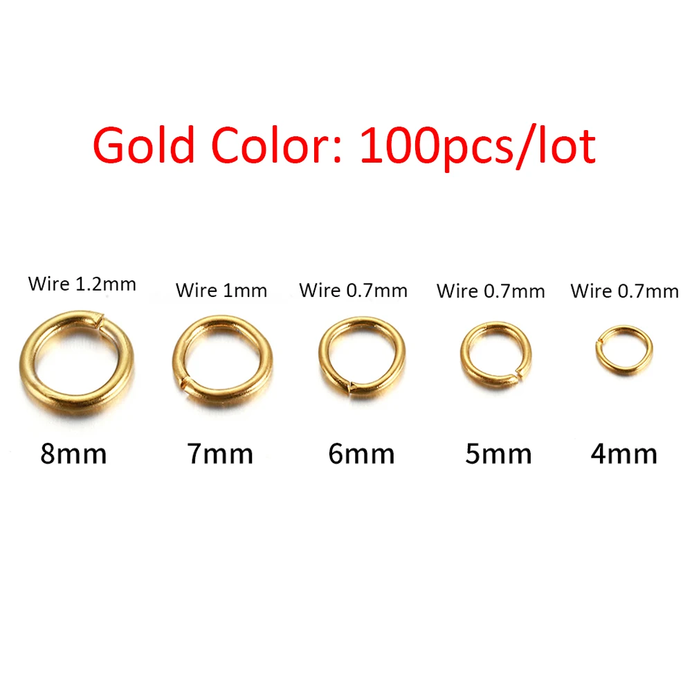 100-200pcs/lot Stainless Steel Split Rings Open Jump Rings Connectors 4-8mm for DIY Jewelry Making Findings Accessories Supplies