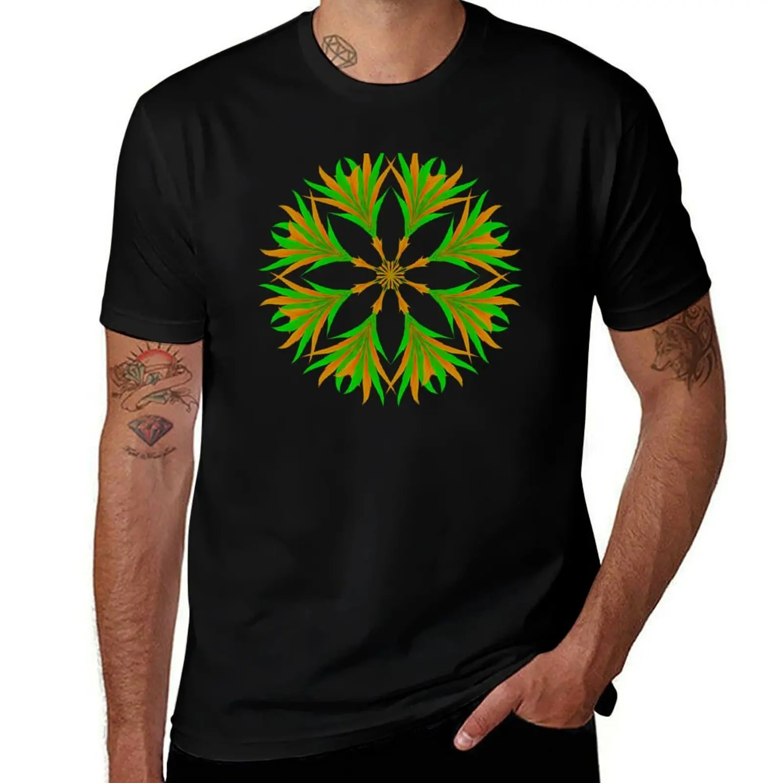 

Green mandala T-Shirt topping man t shirt Funny t-shirt customs men tshirt
