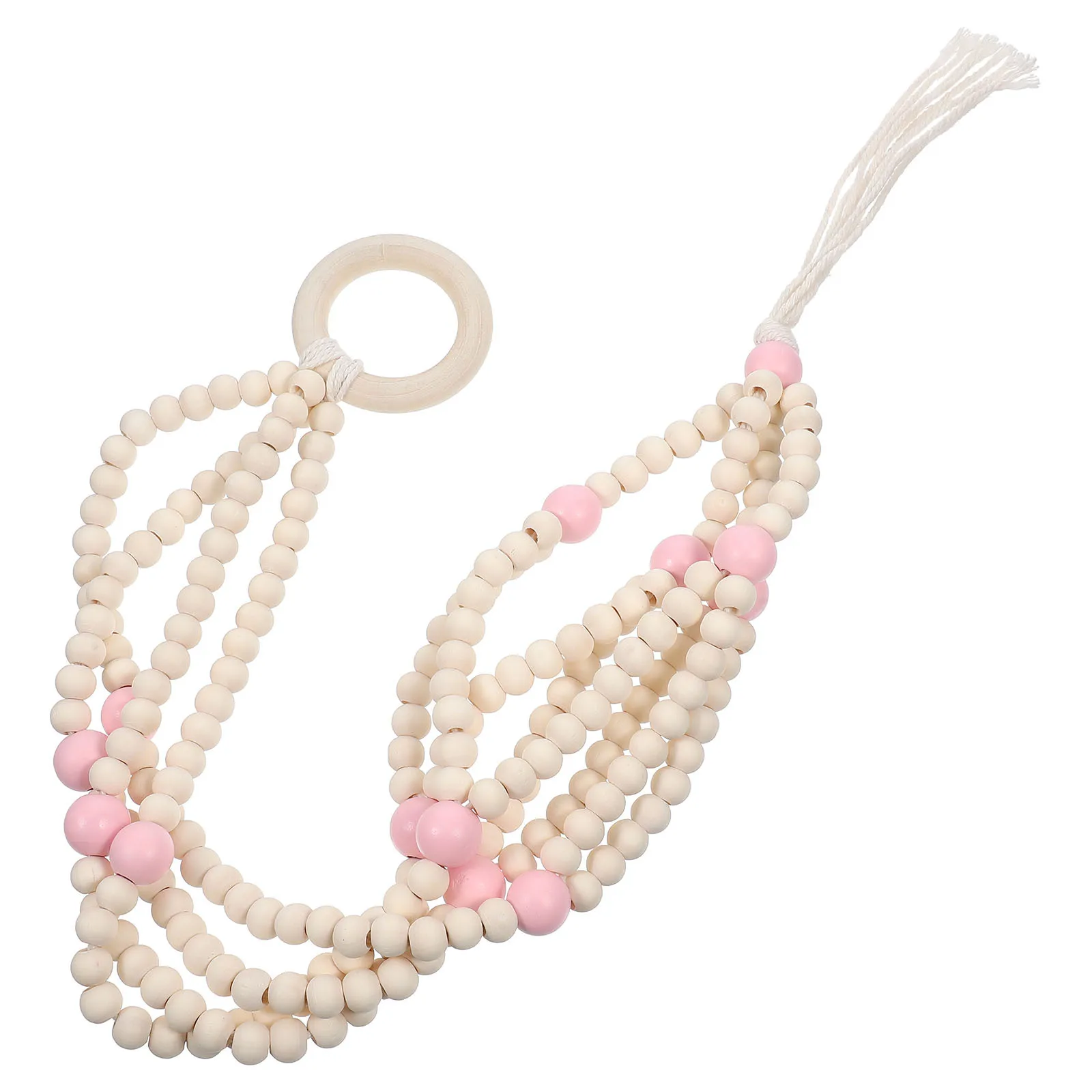 

Wooden Beads Plant Hanger Decorative Indoor Hanging Basket for Flower Pots Wall Mount Planter Holder Cotton Rope Woven Hanger