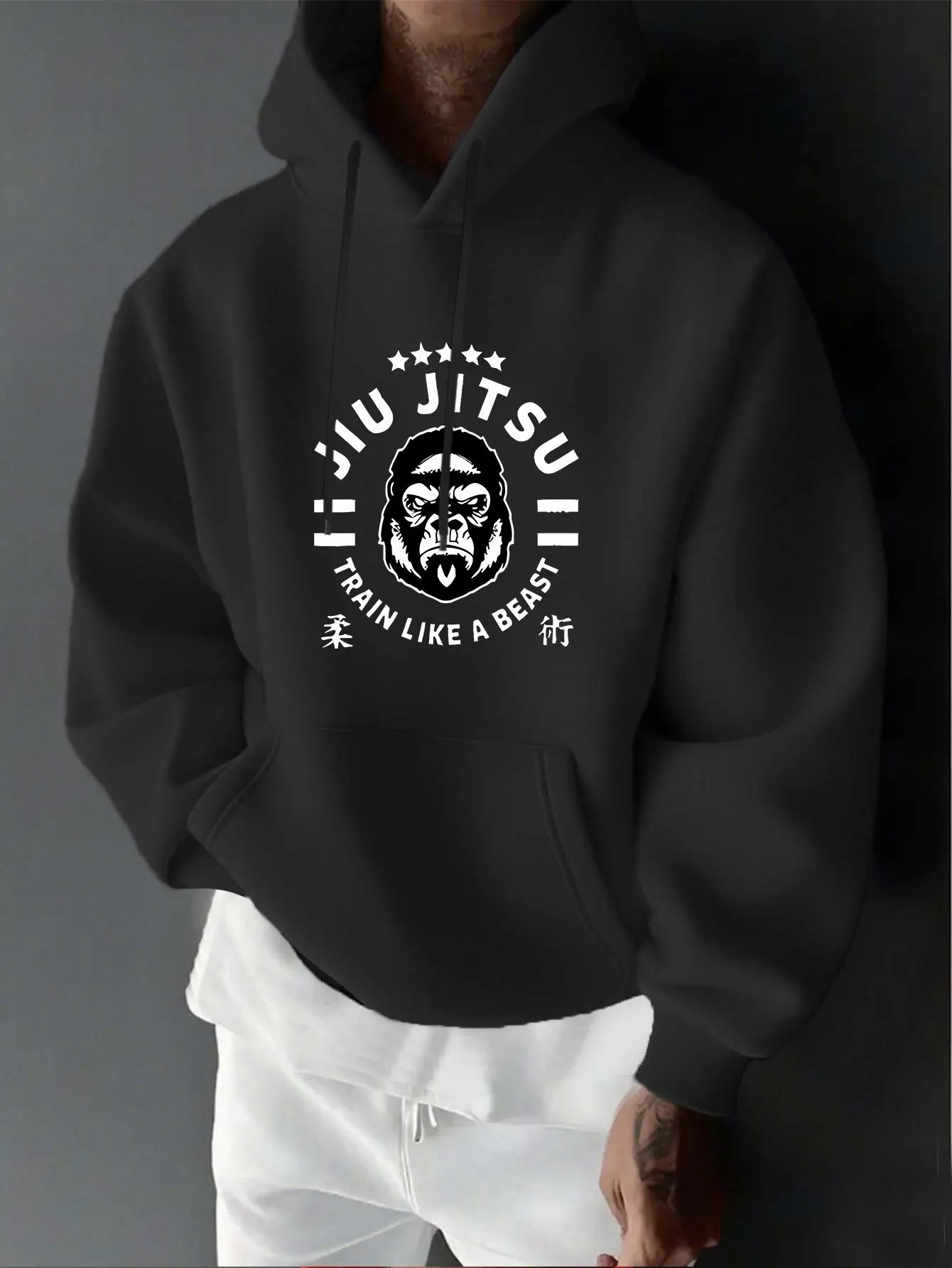 Printed casual sporty outdoor men's long-sleeved hooded sweatshirt men's outerwear top fall/winter gorilla vintage print hoodie