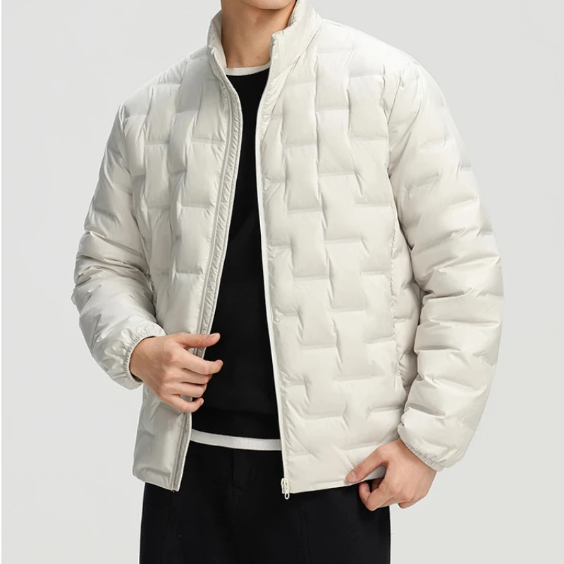 90% الأبيض بطة أسفل سترة مبطنة الرجال الكورية نمط الوقوف طوق الركاب اليومي يندبروف معطف دافئ خفيف الوزن لخريف شتاء #1
