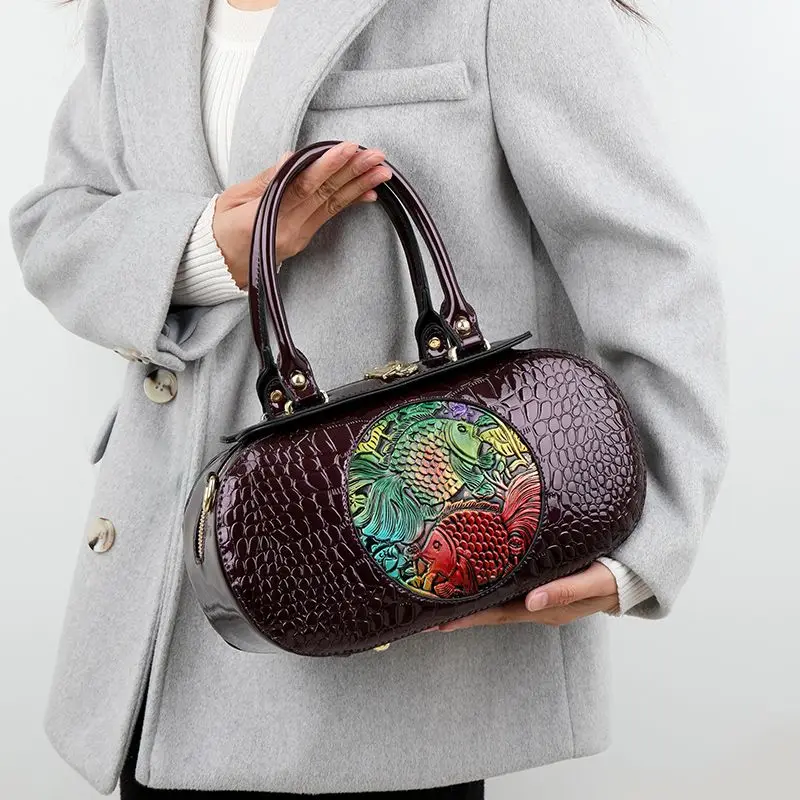 

New Fashion Alligator Pattern Women Handbags European Designer Patent Leather Shoulder Female Brand Luxury Crossbody Bag