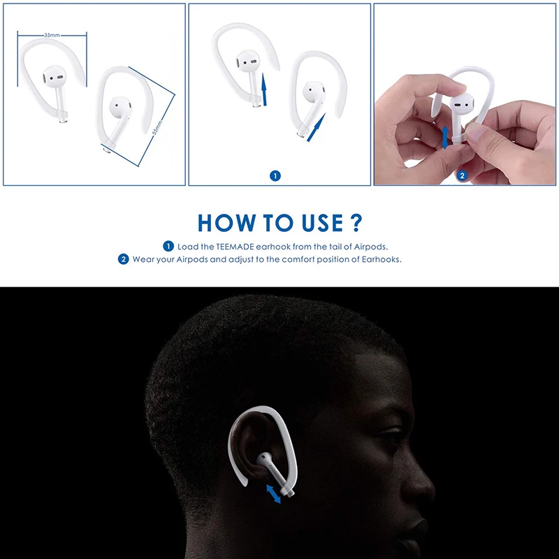 1 paio di ganci per auricolari protettivi morbidi in Silicone TPU Anti-perso gancio per l'orecchio supporto per auricolari per AirPods Pro/3/2/1 (AirPods non inclusi)