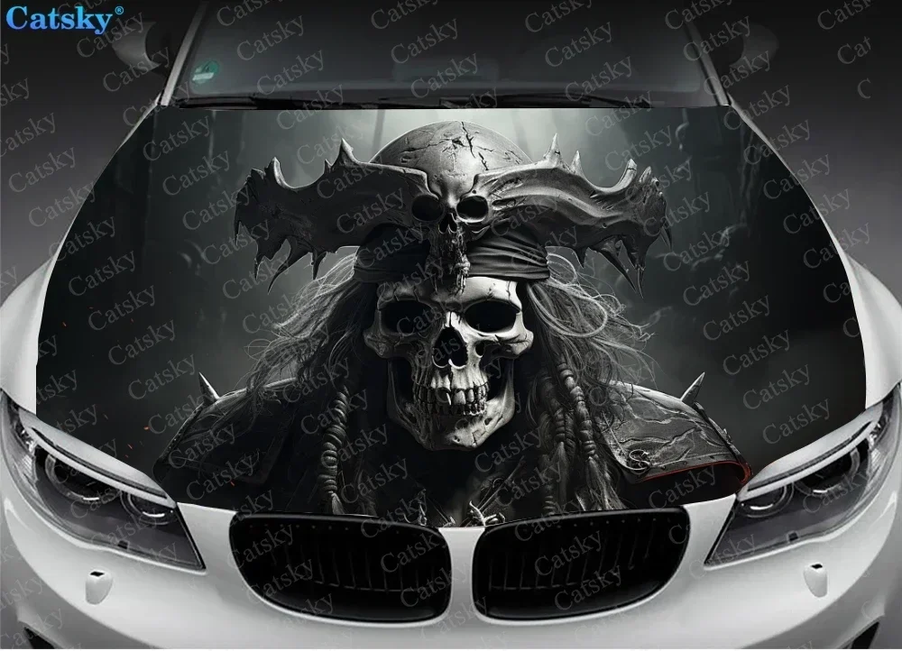 Pirate Captain Skull With Hat Car Hood Decal Car Decals Vinyl Sticker Graphic Wrap Decal Truck Decal Truck Graphic Bonnet Decals