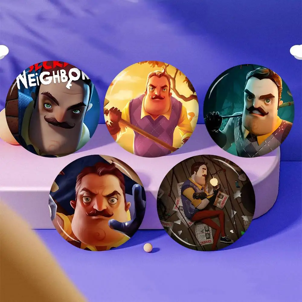 شعبية لعبة الرعب H-Hello N-الجيران 2 الكرتون دبابيس أنيمي شارة مستديرة اليدوية بروش التلبيب دبابيس مجوهرات لحقيبة الظهر