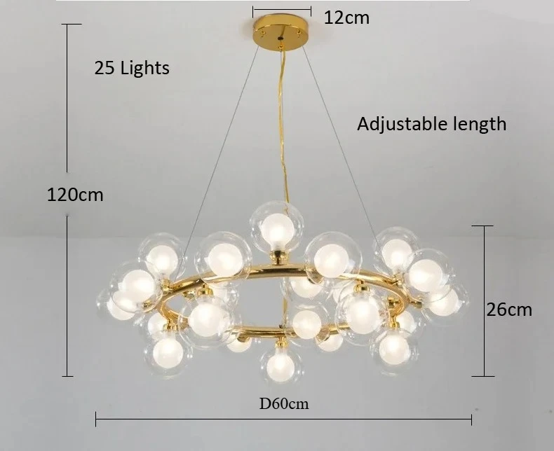 Winfordo Moderne Blase Hängen Kronleuchter Leuchte Glas Ball Anhänger Lampe für Wohnzimmer Schlafzimmer Esszimmer Küche Home Decor 7