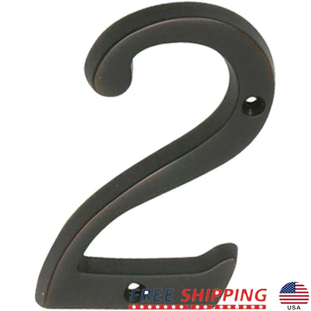 

Classic House Number 2 Aged Bronze Brass Wall Mount Pre-printed Elegant Design Property Identification Home Decoration