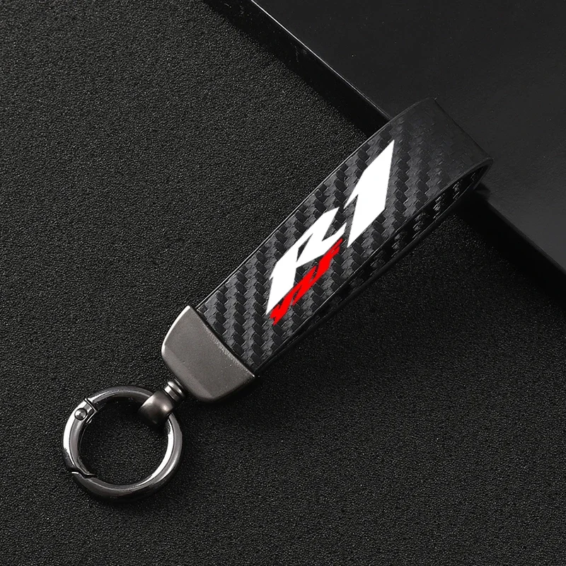 New motorcycle carbon fiber leather rope Keychain key ring For Yamaha YZF R1 1998-2014 2013 Motorcycle Accessories