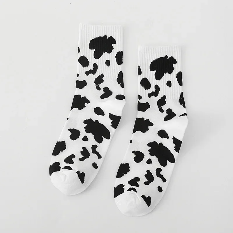 Black White Cow Cartoon Socks Women Harajuku Sweet Kawaii Tube Socks Happy Novel Funny Cotton Socks Men Gifts For The Holidays