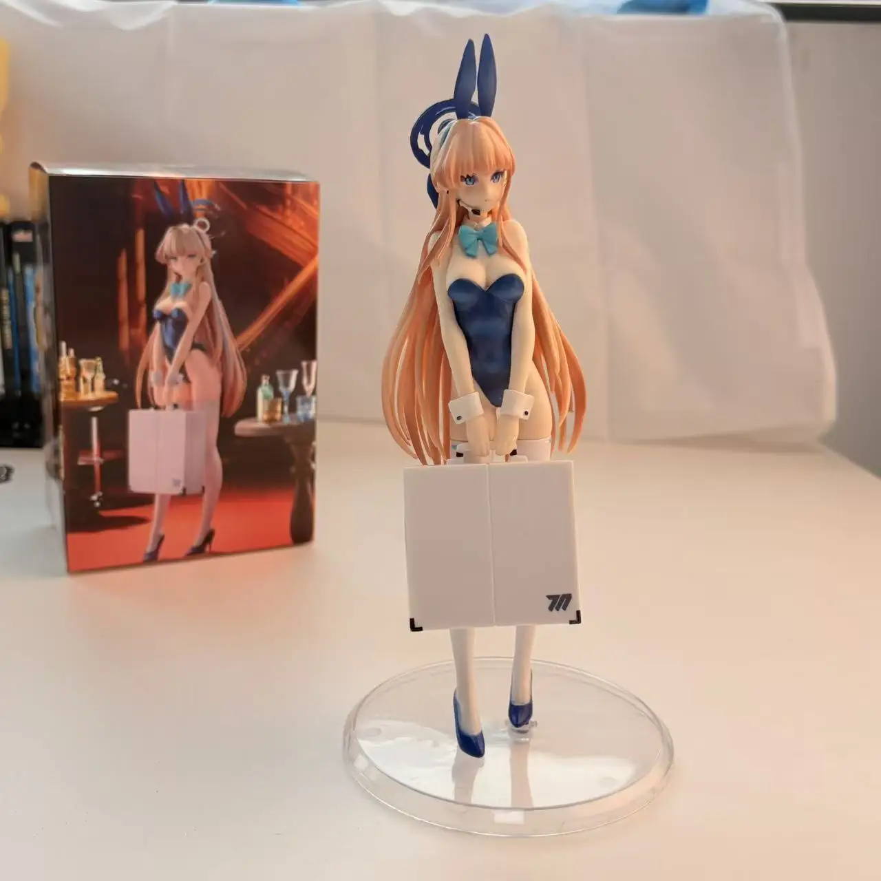 Figura de chica de anime de archivo azul de 23 cm: figura de chica conejito, estatuilla, muñeca modelo sexy, juguete para regalo, decoración coleccionable