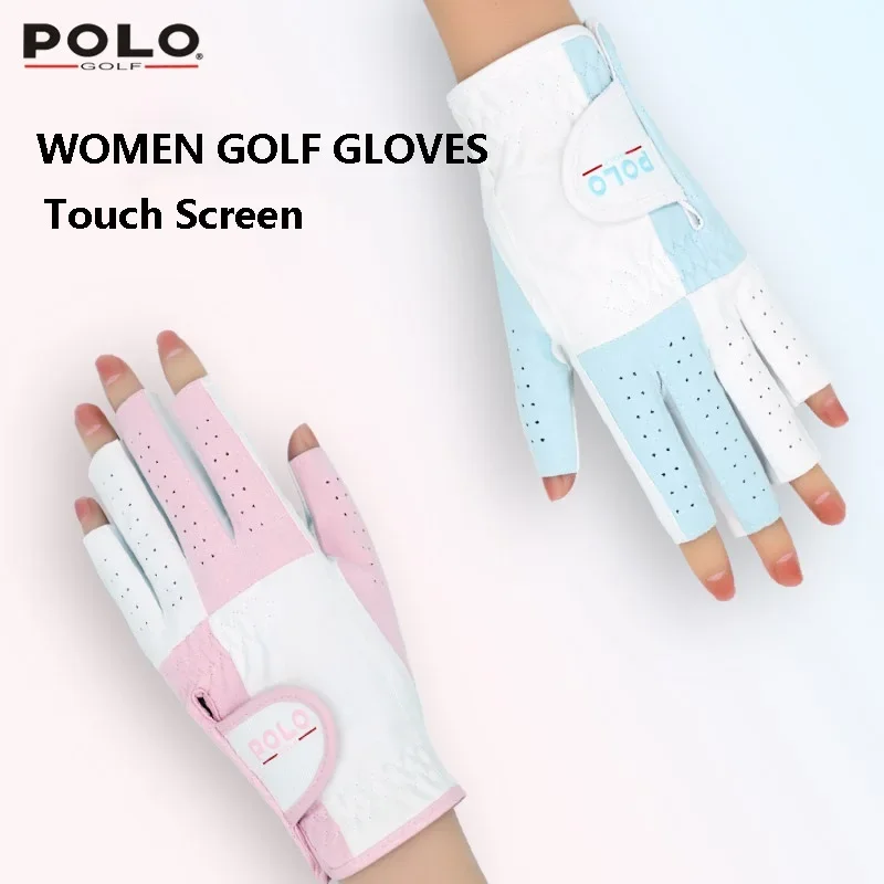 1 Pair Ladies Fingerless Golf Gloves Women Breathable Fashion Golf Mittens Slip-resistant Left Right Hand Gloves Touch Screen