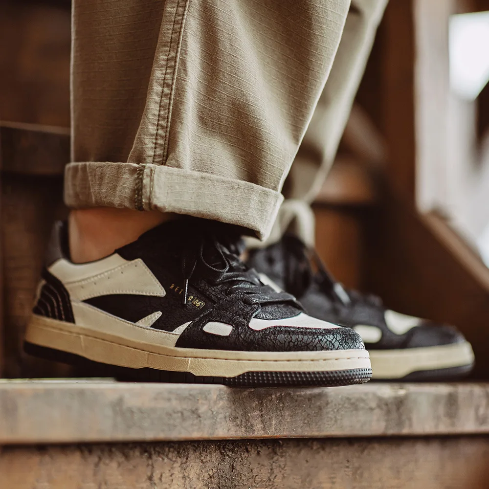 maden-retro-skate-oes-men's-low-top-soft-bot-casual-versatile-spring-summer-leather-patchwork-round-toe-rubber-outsole