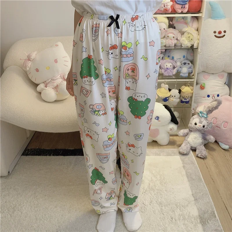 Disney Winnie the Pooh fall cotton wide-leg pants casual pajama pants women\'s pajamas silk pajamas women\'s loungewear trousers