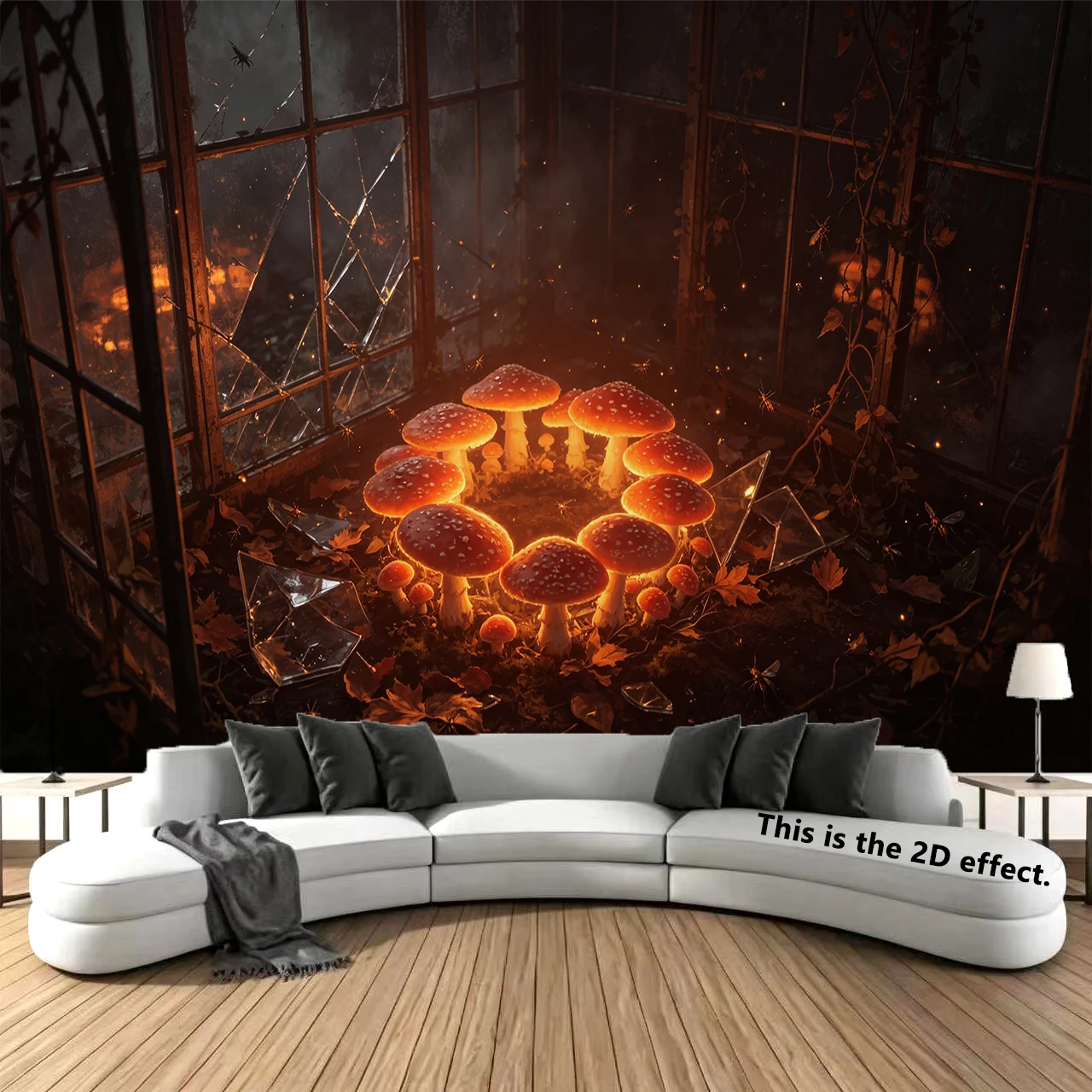 Glowing Mushroom Dark Room Background Cloth Hanging Cloth Bedroom Bedside Decorative Wall Cloth Dormitory Tapestry