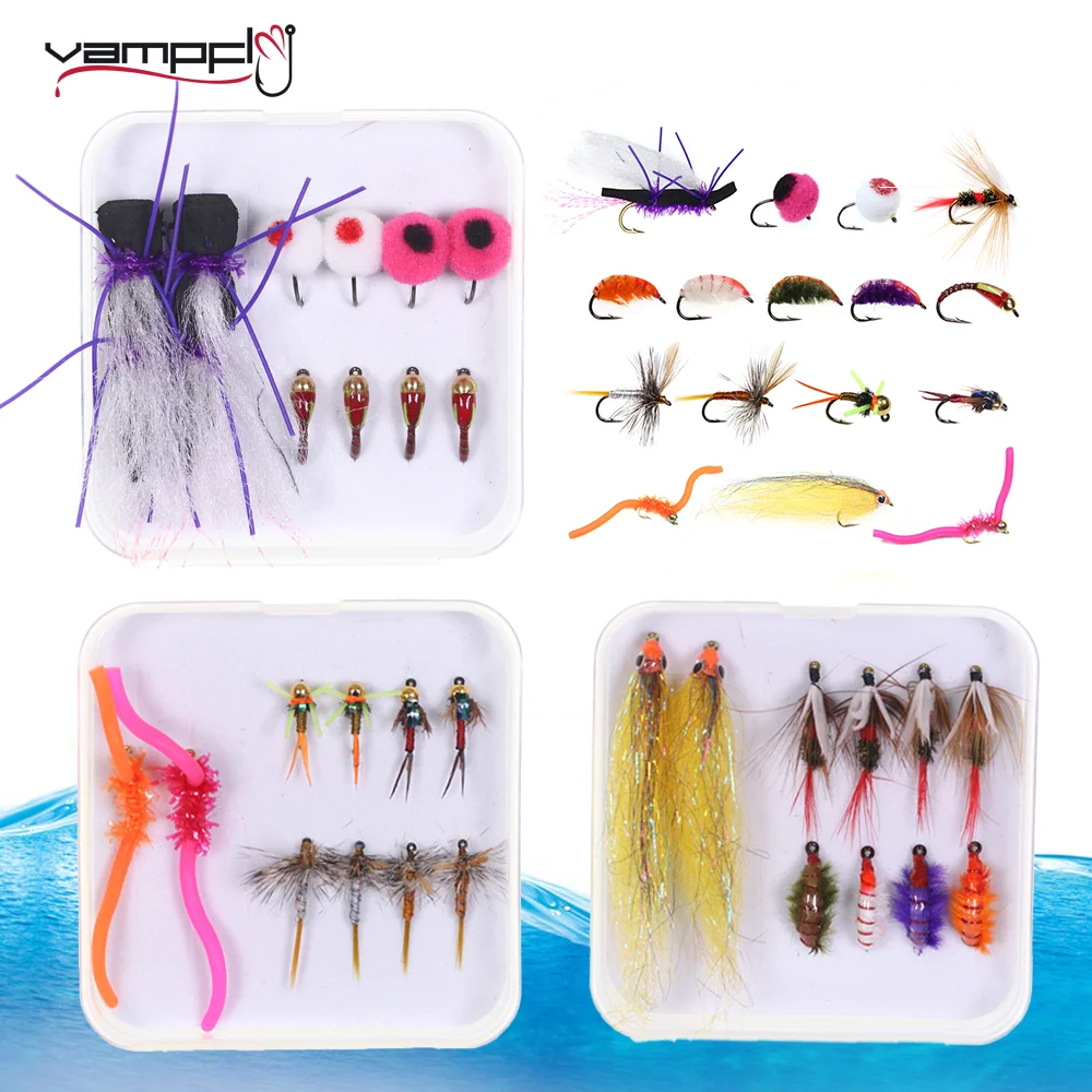 

Vampfly Fly Fishing Flies Kit Fly Fishing Gear Adams Dry Fly Chubby Chernobyl Jig Lure Minnow Fly Trout Bass Fishing Lure Baits