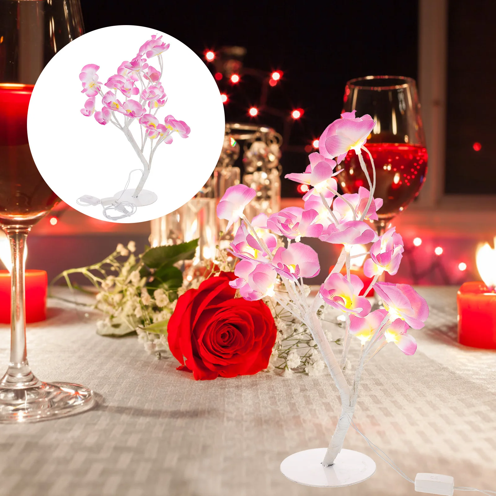 فراشة فرع مقاوم للماء مختومة الخرز Usb قابلة للشحن شجرة شكل ضوء الليل للمنزل غرفة نوم سطح المكتب مصباح ديكور