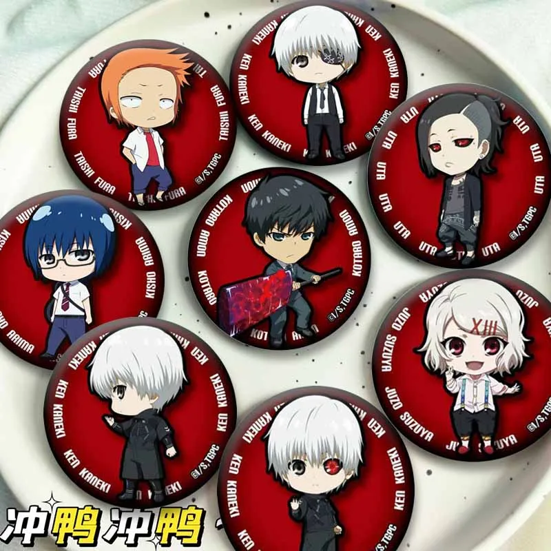 Ken Kaneki Juuzou Touka Kirishima Anime Brooch Cartoon Role Playing Button Pins Jewelry Accessories Gifts Bag Hat Badge Ornament
