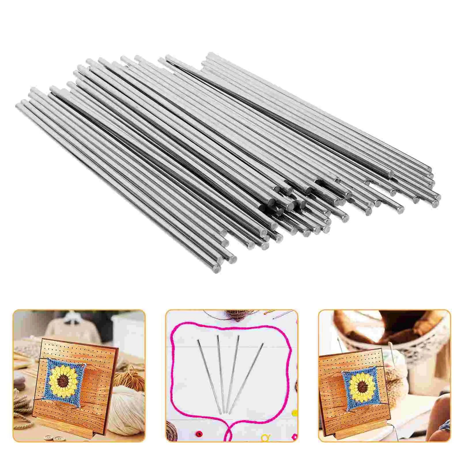 

50 Pcs Hole Board Pins Crochet Knitting Accessories Metal Needles Hook Steel Rod Blocking Baffle Crocheting