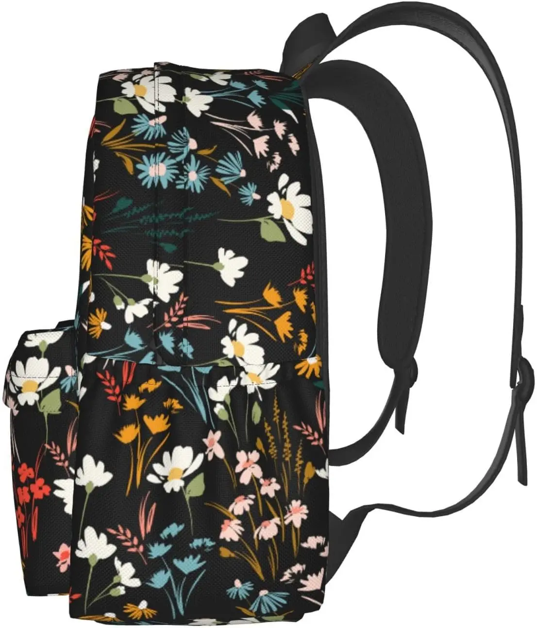 Mochila elegante con flores silvestres y correas de hombro acolchadas ajustables Mochilas para viajes universitarios