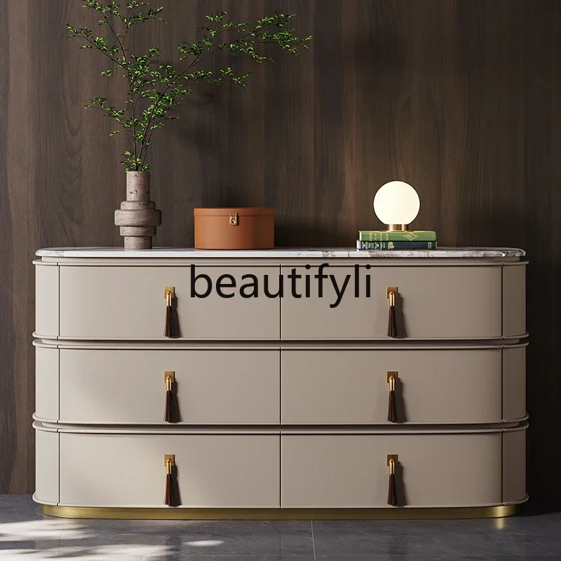 Lemari enam bak mewah ringan, marmer modis, lemari TV tempat tidur kelas atas, lemari penyimpanan teras penyimpanan D80