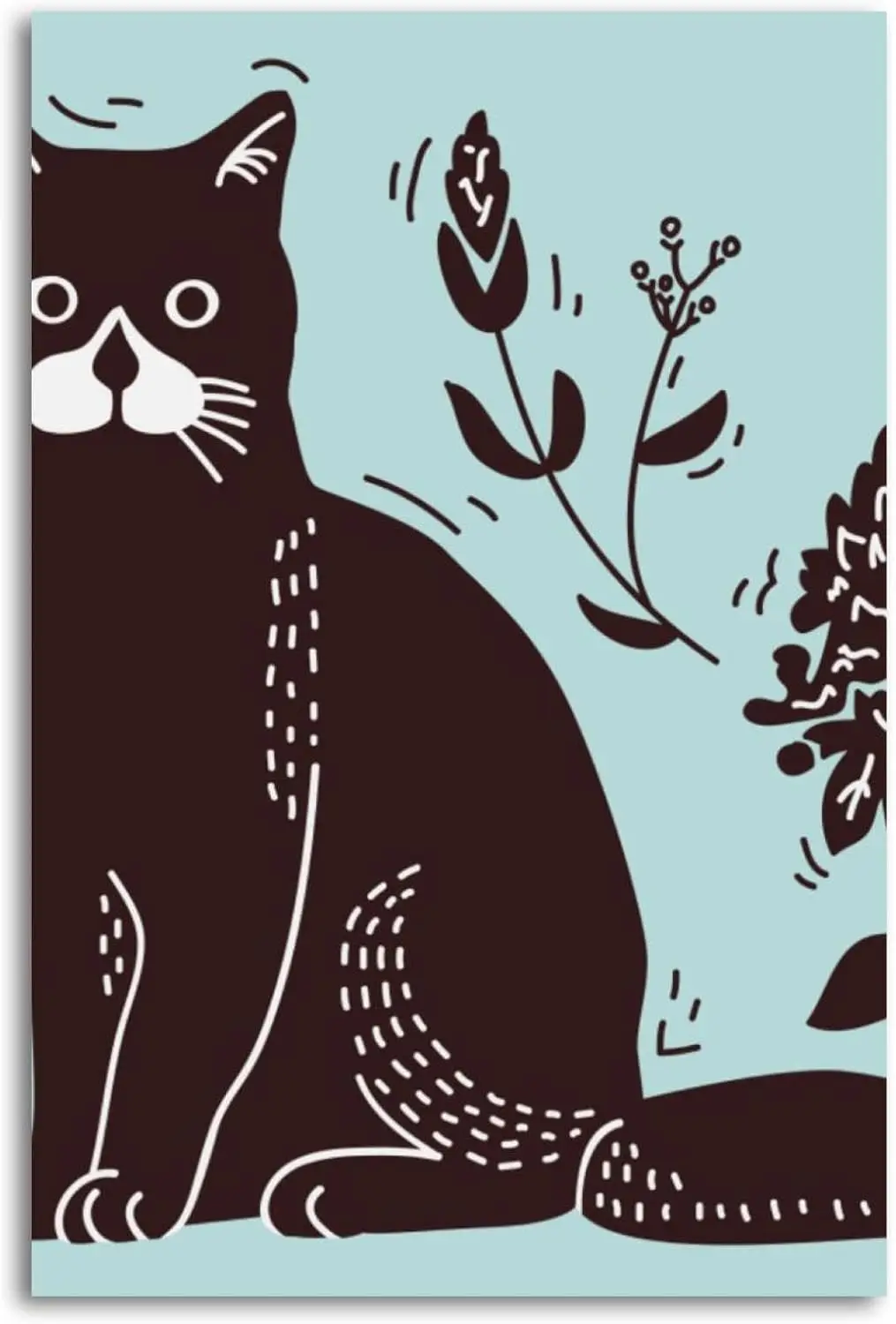 Metal Tin Signs Cat Lithograph with Blue Background Sign Vintage Wall Decor Tin Sign Plaque for Home Cafes Office Store Pubs Clu