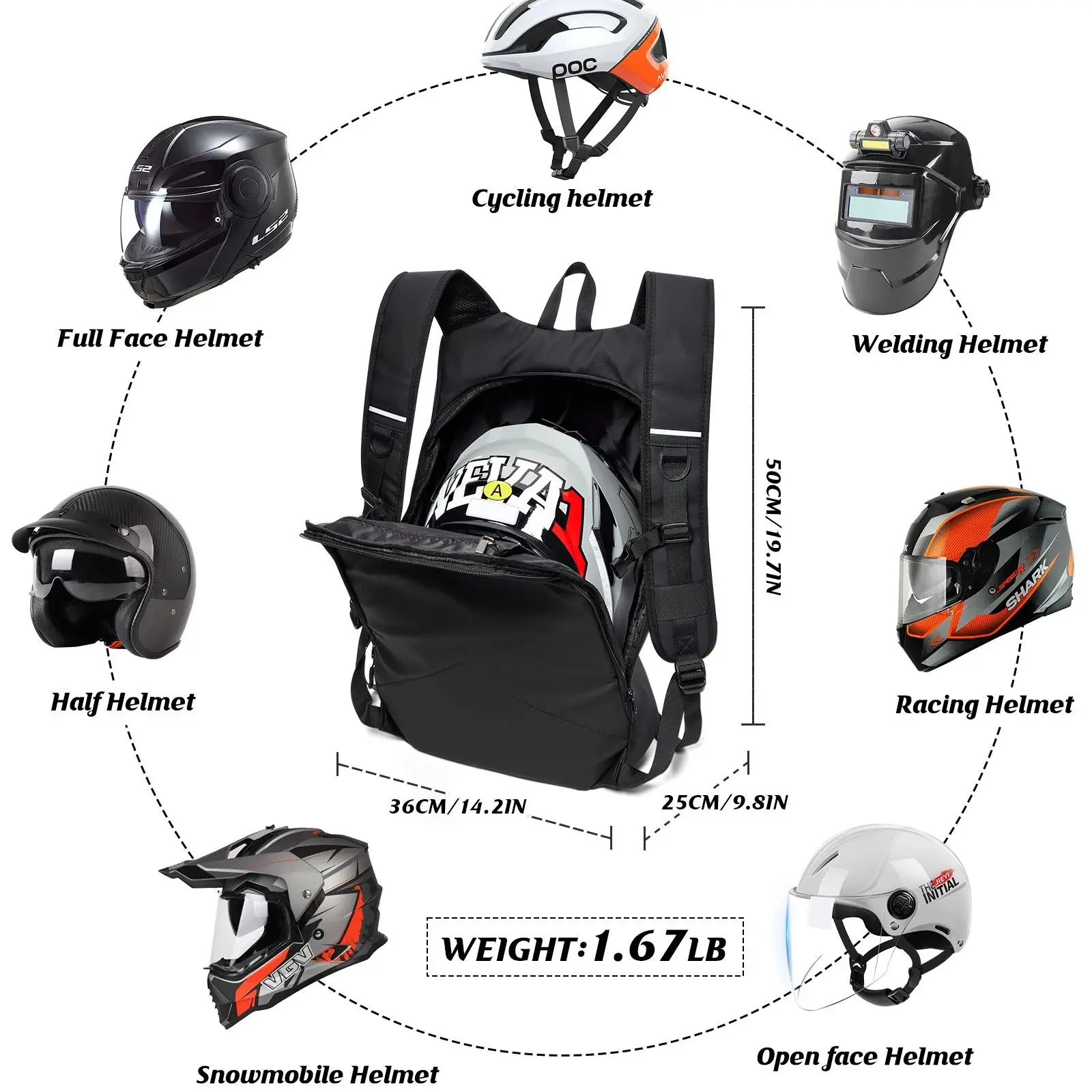 50L Motorcycle Backpack Large Multifunctional Backpack for Motorcyclists Waterproof Helmet Bag Reflective Bicycle Travel Bag