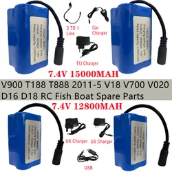 V900 T188 T888 2011-5 V18 V700 V020D16 D18 RC przynęta na ryby części zamienne do łodzi 7.4V 12800MAH 15000MAH bateria/USB linia/ładowarka