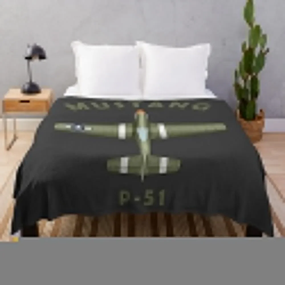 

The P-51 Mustang Blueprint Throw Blanket Large Picnic Thermal Blankets