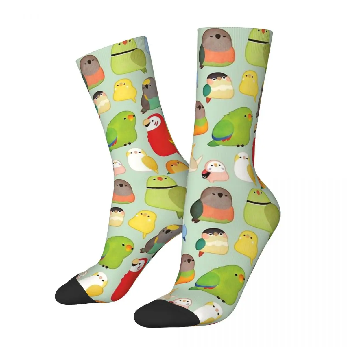 Chaussettes unisexes en elin de style de rue, mocassins d'oiseaux, hip hop, heureux, hiver