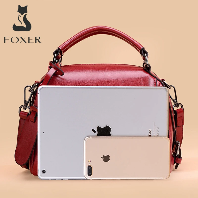 FOXER Women Messenger Bag Lady Fashion Crossbody Shoulder Bags PU Synthetic Leather Handbags Commute Casual Large Capacity Totes