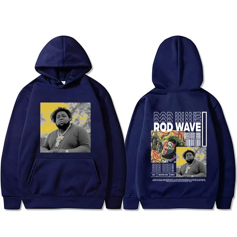 Rapper Rod Wave Beautiful Mind Album Graphic Hoodie Men Women Clothing Fashion Hip Hop Pullover Men's Cotton Oversized Hoodies