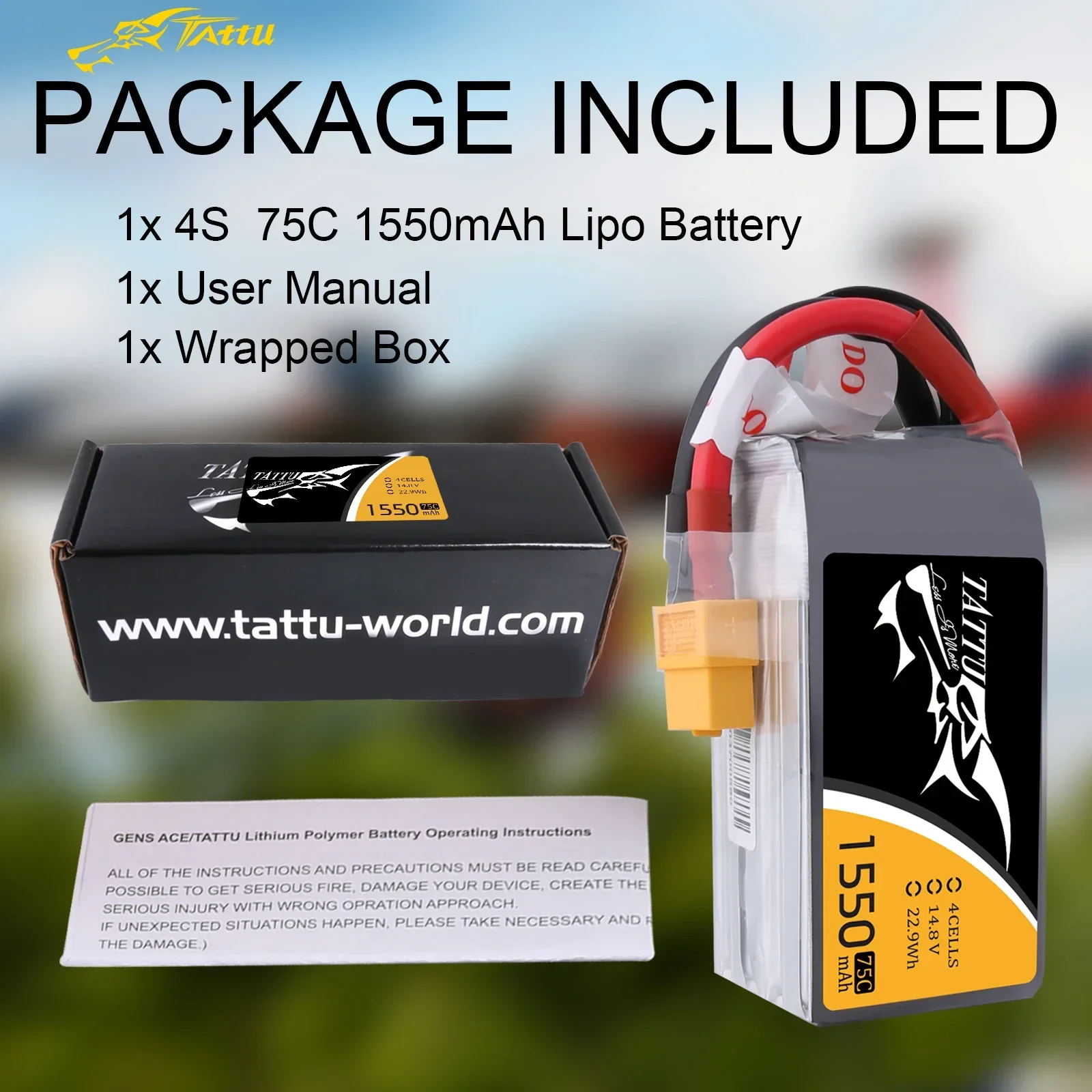 Tattu Lipo Battery75C 14.8V 1550mAh for UAV Drones FPV XT60 Plug Racing Battery Quadcopter 4S Lipo RC Helicopter traxxas trx4