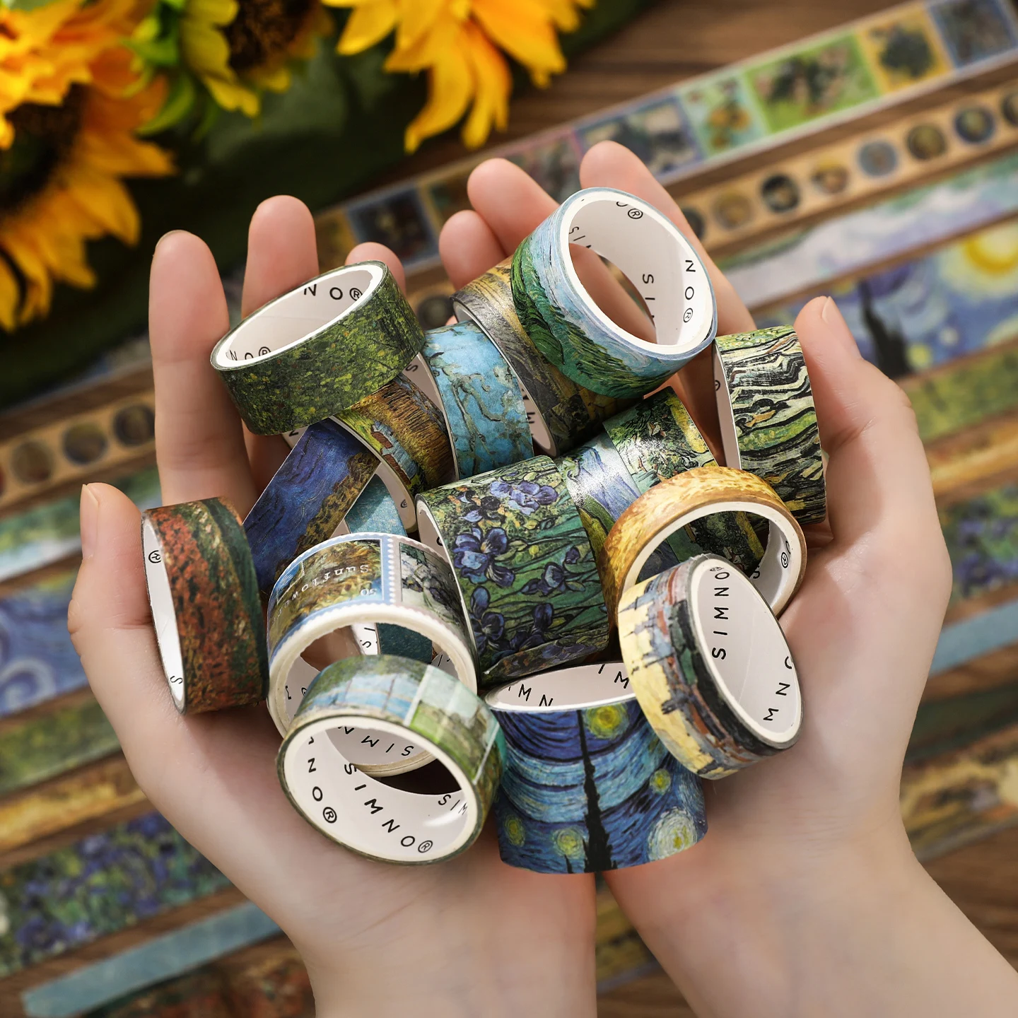 18 Rolls of Van Gogh Oil Painting Masking Tape and Washi Tape, High-Quality World-Famous Painting Material Border Tape, Border Decoration Stickers, a Great Choice for Gift Giving