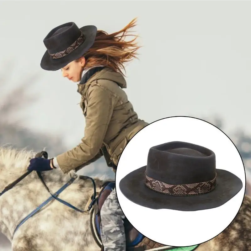 

652F Шерстяной цилиндр Homburg Hat Western Шляпа для ужина на открытом воздухе Повседневная одежда