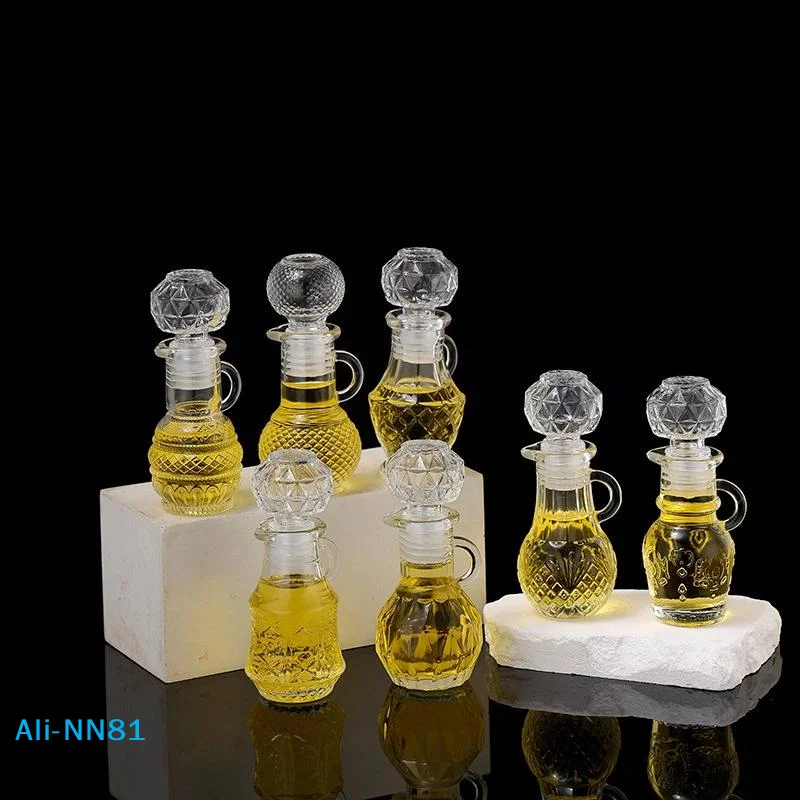 【N】50ML Transparent Empty Mini Glass Whisky Wine Liquor Bottle With Screw Cap Decanter Sample Wine Packaging Bottle With Handle