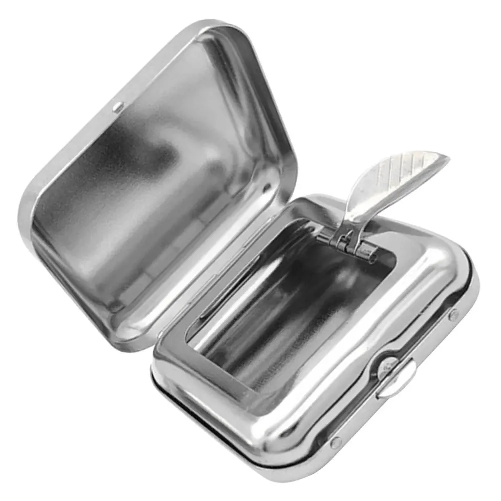

Mini Pocket Stainless Steel Portable Metal Cigarette Holder With Lid For Travel Outdoor Car Home Portable Ashtray Use