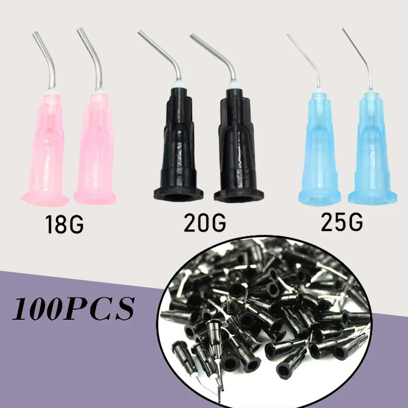 

100Pcs/Bag Irrigation Bent Needle Tips Dental Flow Sealant Etchant Composite Resin Acid Reagent Delievery Syringe Tips Equipment