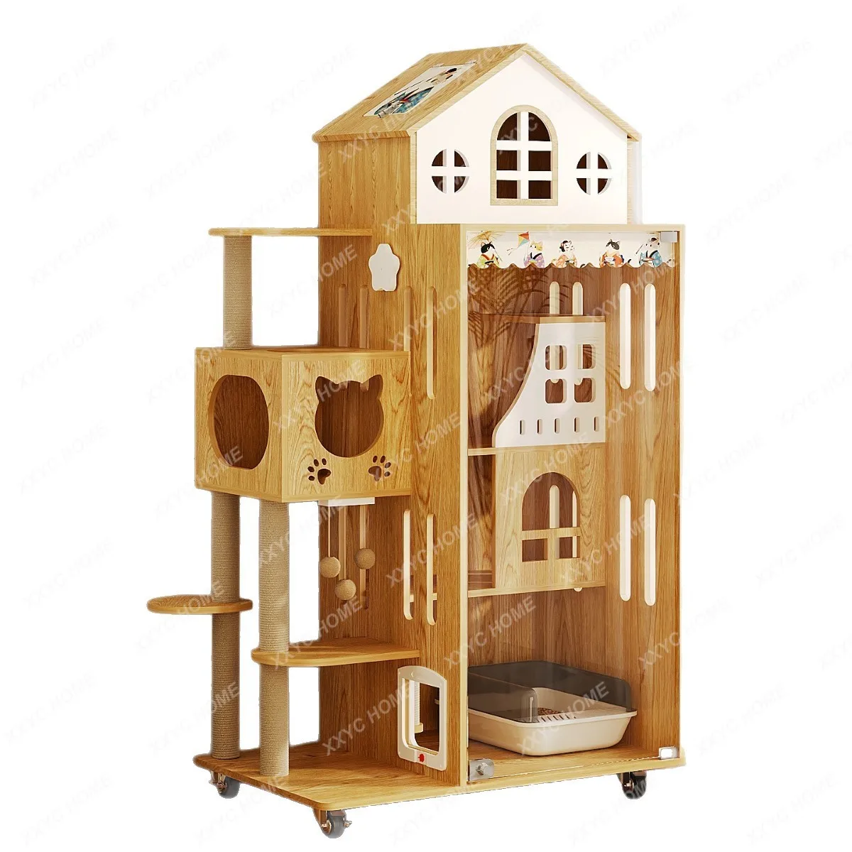 

Большой деревянный домик-вилла для кошек LCat Castle