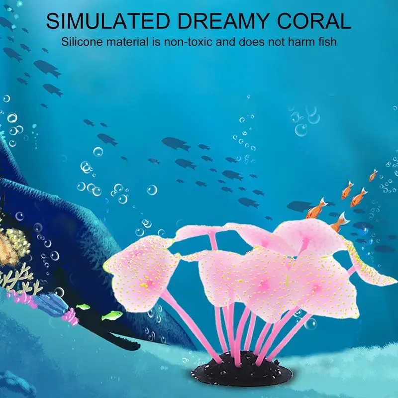 Simulação de coral luminosa planta artificial decoração do aquário silicone ervas daninhas subaquáticas grama aquário decoração do tanque de peixes ornamento