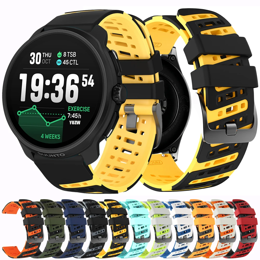 22 mm Silikonarmband für Suunto Vertical 2 Uhrenarmband, Ersatz für Suunto 5 9 Peak Pro / Run / OCEAN / RACE 2 S Uhrenarmband