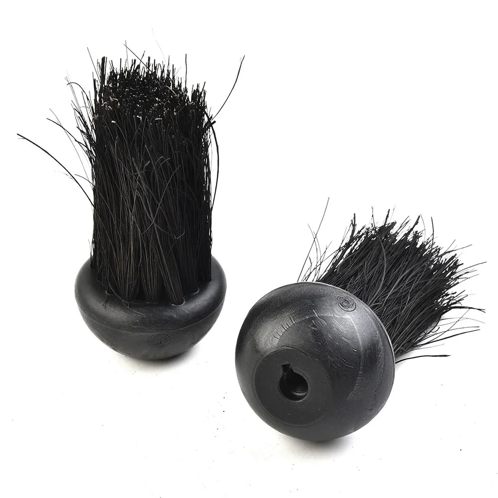 Hearth Brush Head Fireplace Brush Home Round 3/8 Inch Threaded Hole Black Coconut Palm Bristles Hair Length 7.5cm