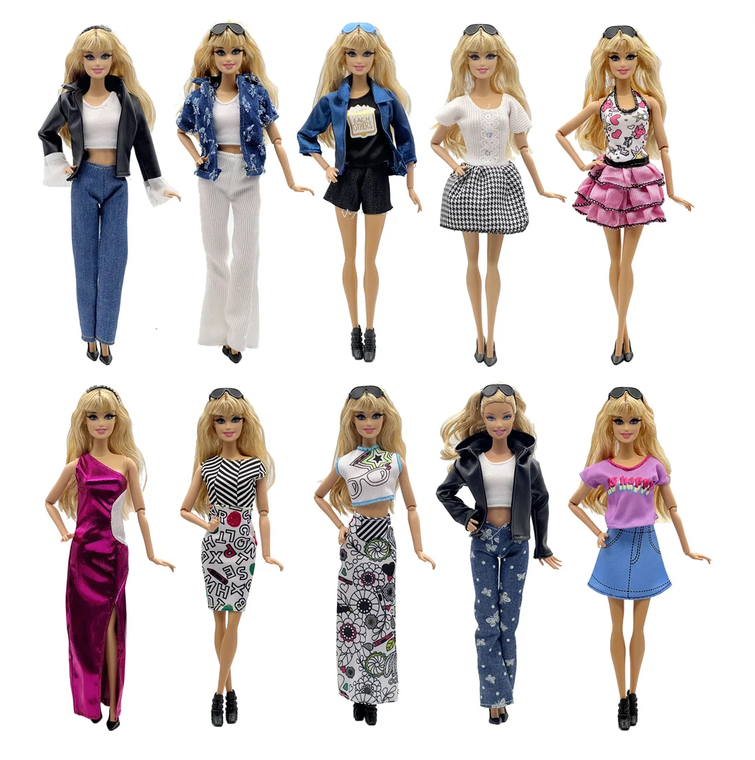 1 Set Cloth Doll Accessories Casual Wear Cool Set Clothes+ Shoes for 30cm 11 Inch Barbie Doll Kids or Birthday GiftAA