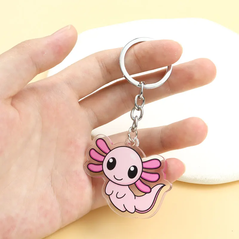 Lovely Axolotl Series Acrylic Keychain Men Women Trendy Accessories Creative Gifts Kawaii Animal Image Keyring Keys Bag Pendant