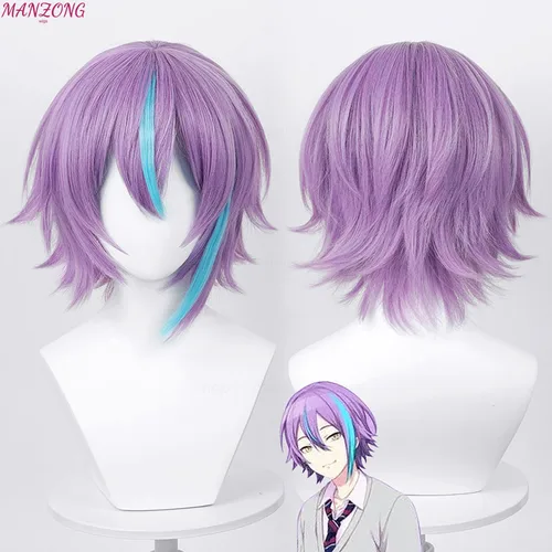 Peluca de Cosplay Kamishiro Rui Project SEKAI, escenario colorido Pelucas de Anime de pelo sintético corto resistente al calor para Cosplay + gorro de peluca