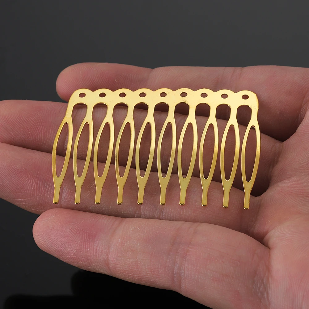 10 Pieces 5-Tooth 10-Tooth Comb Bases Gold Hair Clips DIY Wedding Bride Holiday Birthday Hair Accessories Handmade Materials view 2