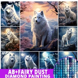 AB Fairy Dust 5D Wolf Diamond Painting Art New Collection Moon Mountain Mosaic Art Rhinestone Embroidery Animals Decor