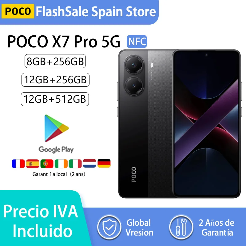 POCO X7 Pro 5G, NFC, Dimensity 8400-Ultra, Dimensity 8400-Ultra, 50 MP camera, 1.5K 120 Hz CrystalRes AMOLED display, 6000 mAh battery,Charger Not Included