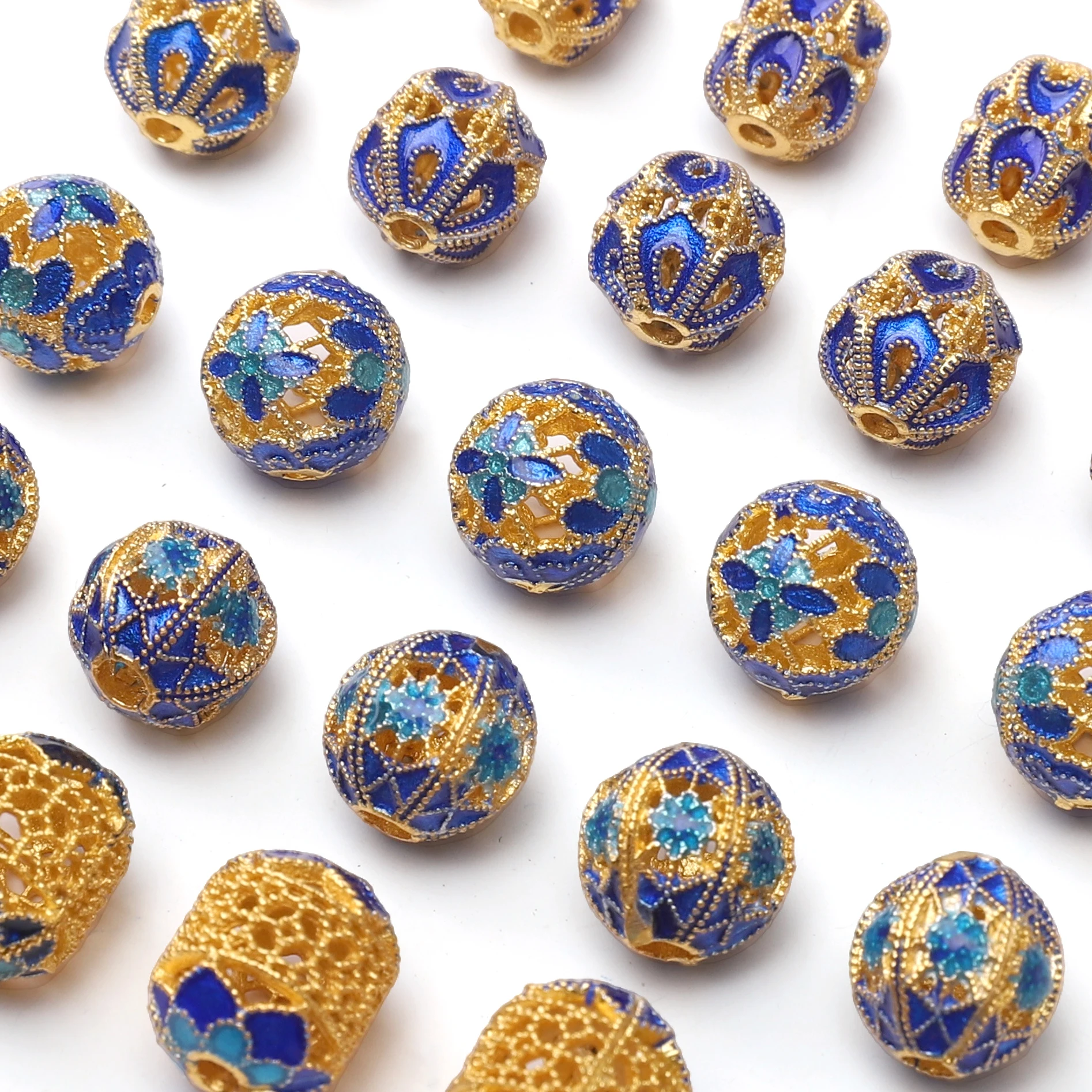 Cloisonné alliage émaillé perles rondes colorées perles d'espacement en vrac fabrication de bijoux bracelet à bricoler soi-même collier fournitures pour bijoux